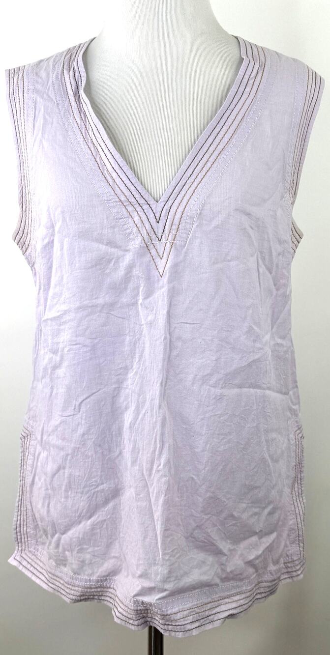 Tory Burch Women's Light Purple V-Neck Resort Blouse Shirt Size Small